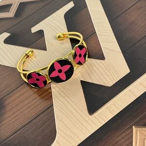 Louis Vuitton Pink Multicolor Murakami Canvas Gold Cuff Bracelet